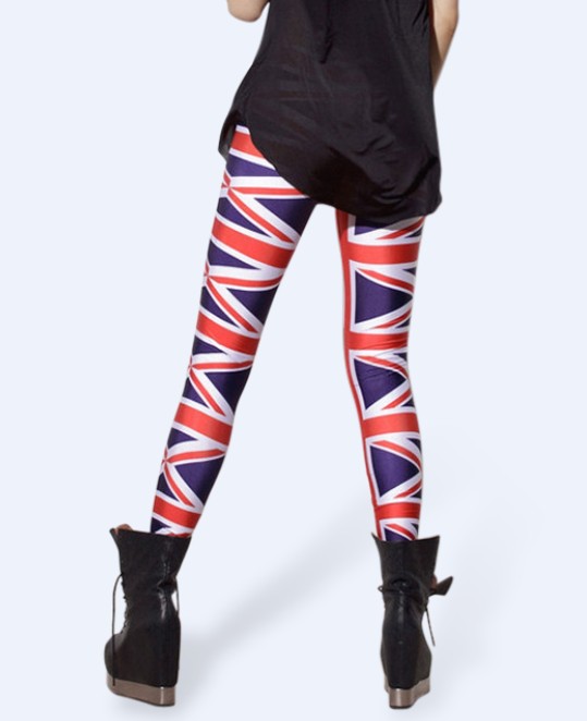 F33090  UNION JACK PINK BLACK LEGGINGS